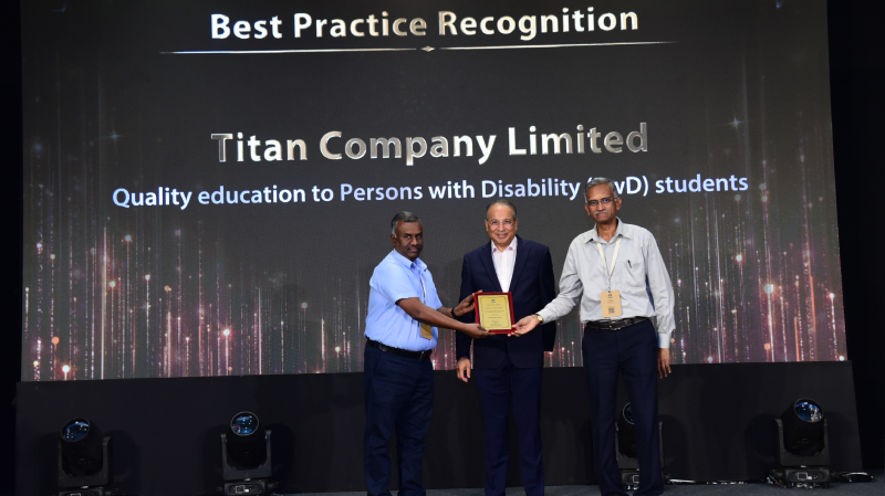 Titan Company receives the Best Practices Award for Quality Education to Persons with Disability (PwD) students at the Ethics and Affirmative Action Summit 2025